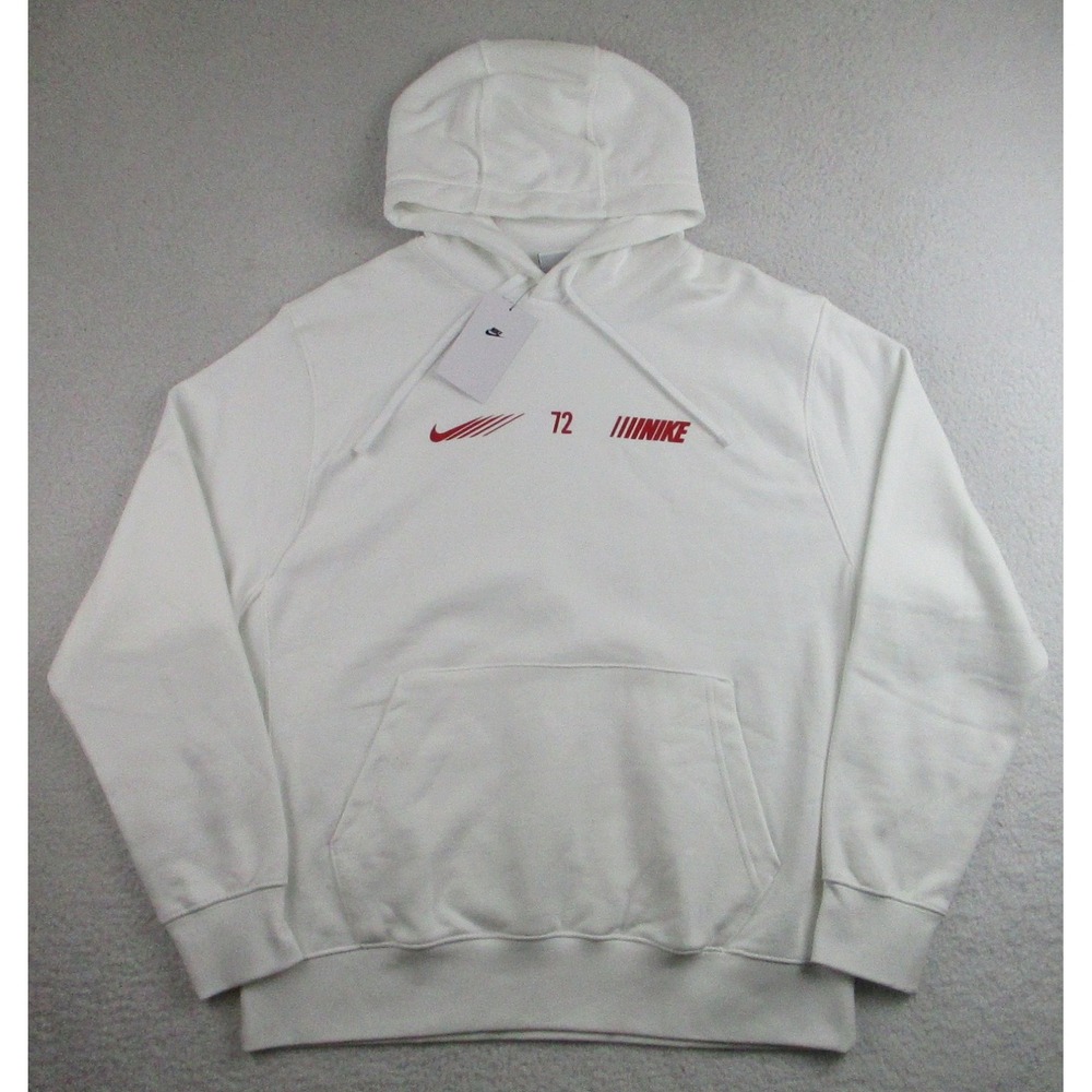 Nike White Hoodie with Red Logo Accents